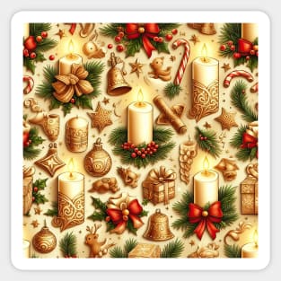 Vintage Christmas design print with candles and presents Sticker